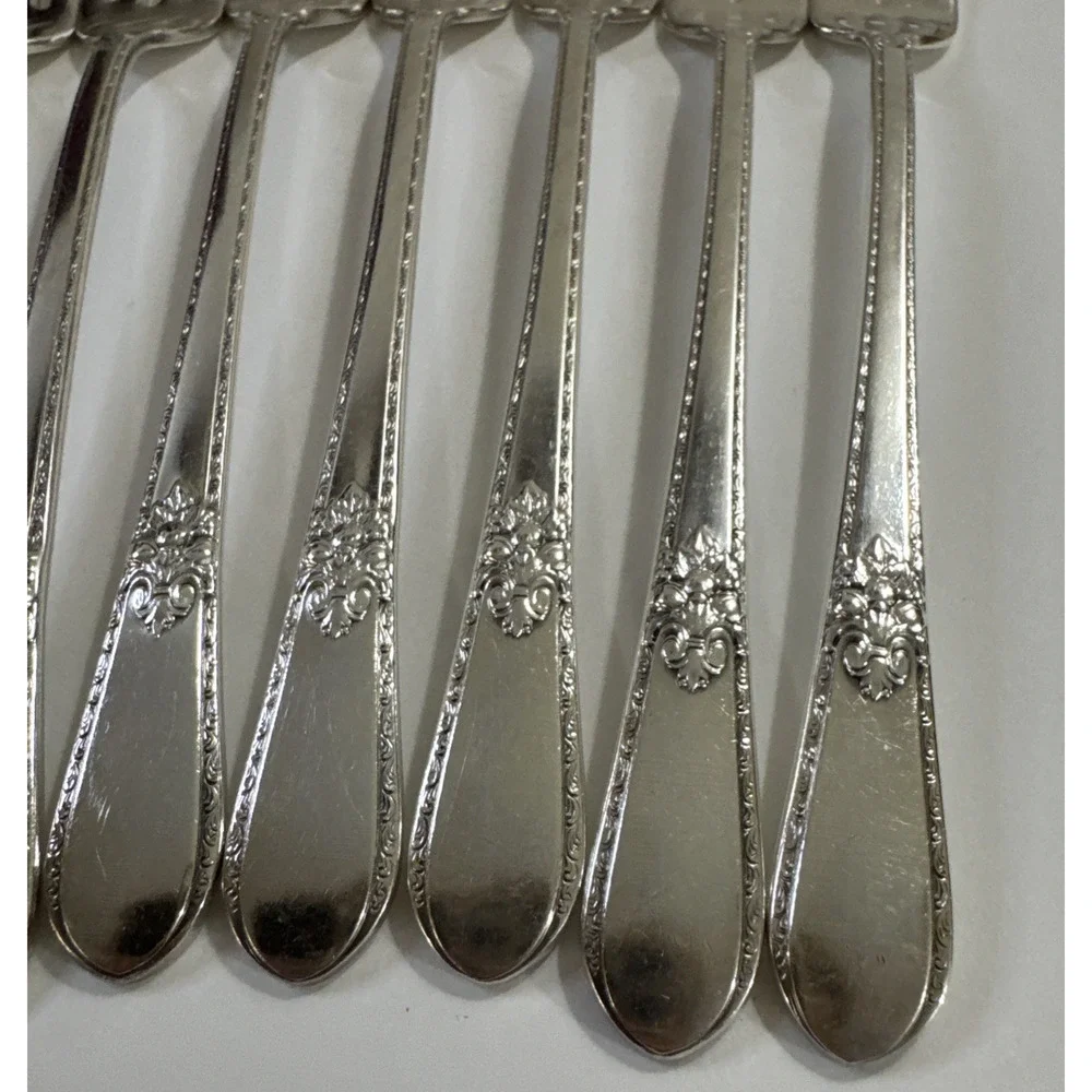 7 Vintage Grille Forks - Adoration- 1847 Rogers Bros Silverplate